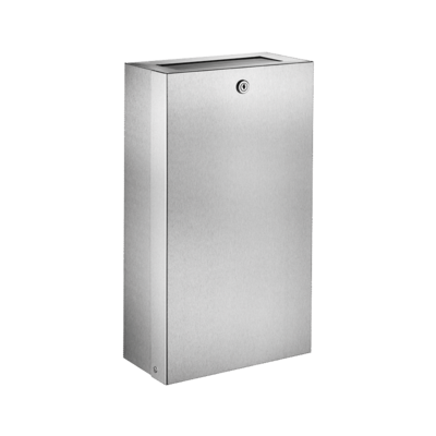 Wall-mounted stainless steel bin with lid and lock, 16 litres
