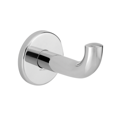 Bright polished stainless steel coat hook, long model