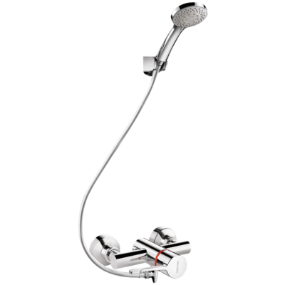 Auto-draining shower kit with thermostatic mixer