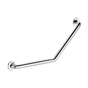 Angled stainless steel grab bar 135°, bright, 400 x 400mm