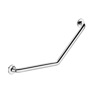 Angled stainless steel grab bar 135°, bright, 400 x 400mm