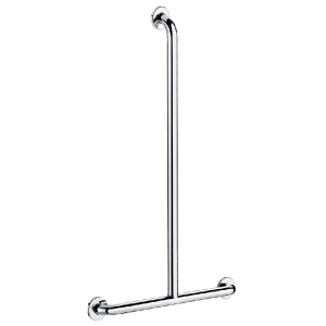 T-shaped polished stainless steel shower grab bar