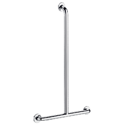 T-shaped polished stainless steel shower grab bar