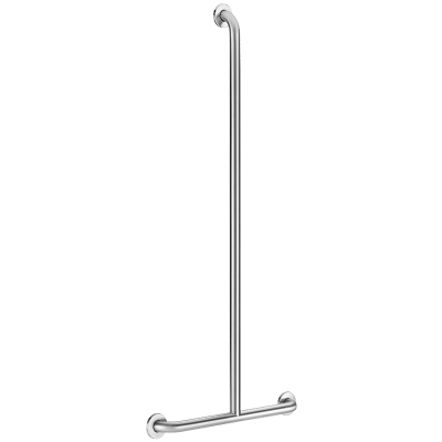 T-shaped satin stainless steel shower grab bar