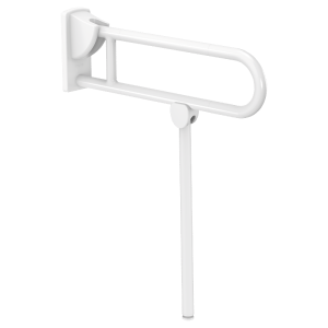 White anti-bacterial Nylon drop-down rail, L. 650mm, with leg