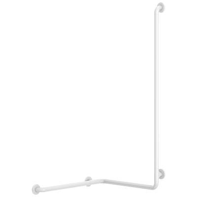 Angled, two-wall shower grab bar, white anti-bacterial Nylon