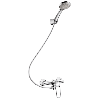 Auto-draining shower kit with mechanical mixer