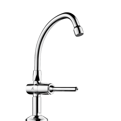 TEMPOSTOP time flow pillar tap, swan neck spout & control lever L150mm