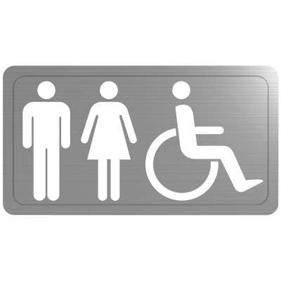 Stainless steel toilet sign