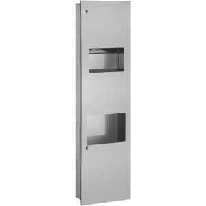 Recessed combi hand dryer and paper towel dispenser/bin
