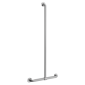 T-shaped stainless steel grab bar with sliding vertical bar, satin