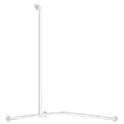 Basic two-wall shower grab bar with sliding vertical bar, white