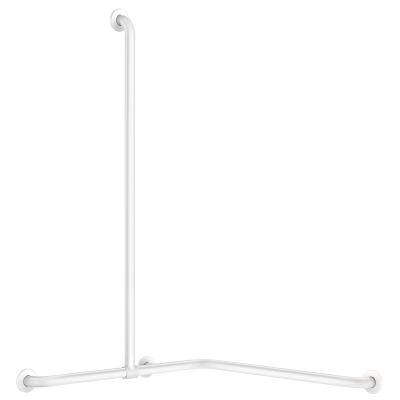 Basic two-wall shower grab bar with sliding vertical bar, white