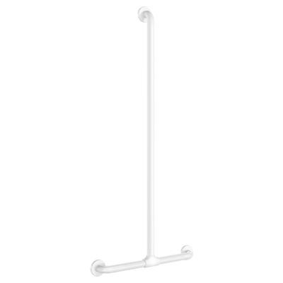 T-shaped Nylon grab bar with sliding vertical bar, white