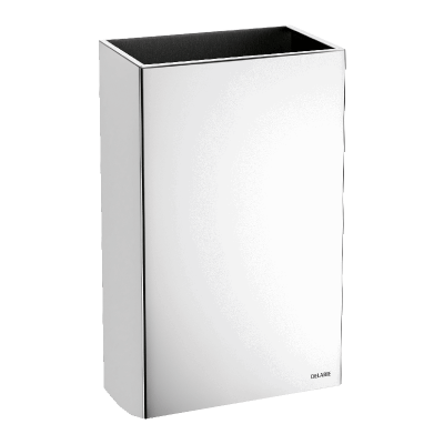 Wall-mounted rectangular stainless steel bin, 20 litres