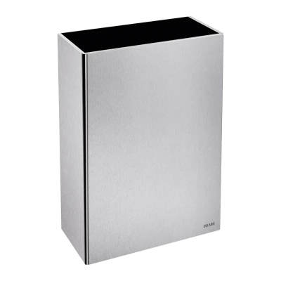 Wall-mounted rectangular stainless steel bin, 50 litres
