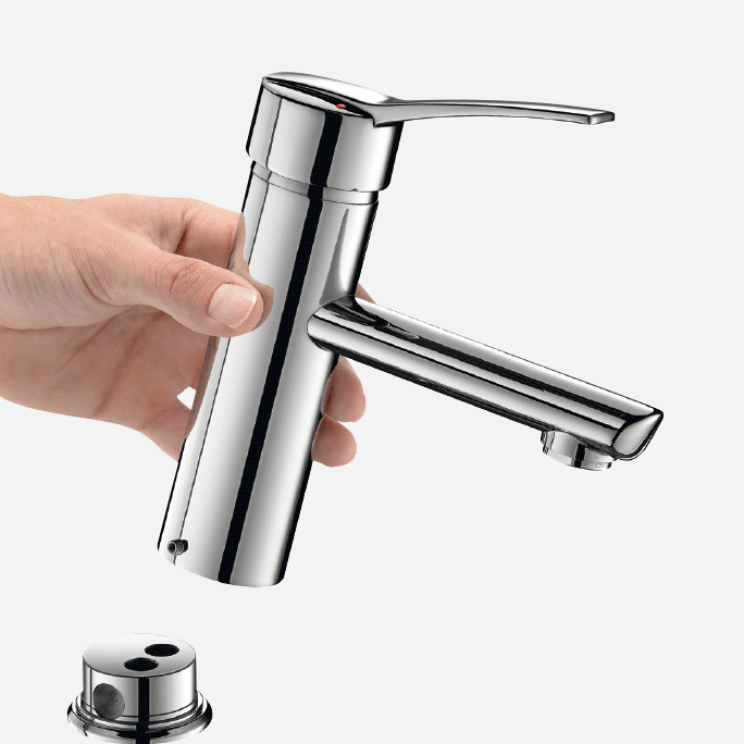 BIOCLIP removable mixers and taps for cleaning/disinfection