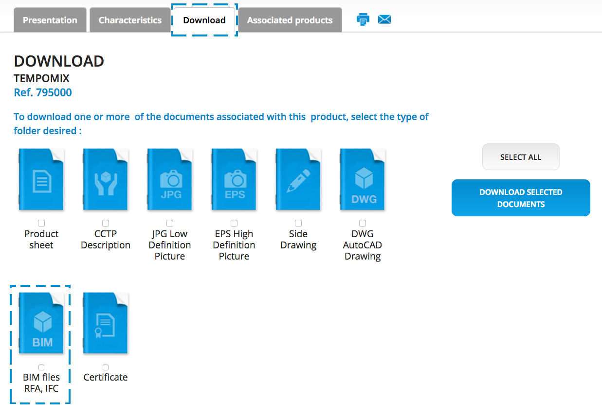 List of DELABIE references available as BIM objects: