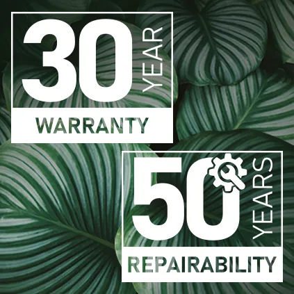Warranty extended to 30 years and repairability to 50 years