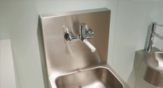 Stainless steel healthcare washbasin
