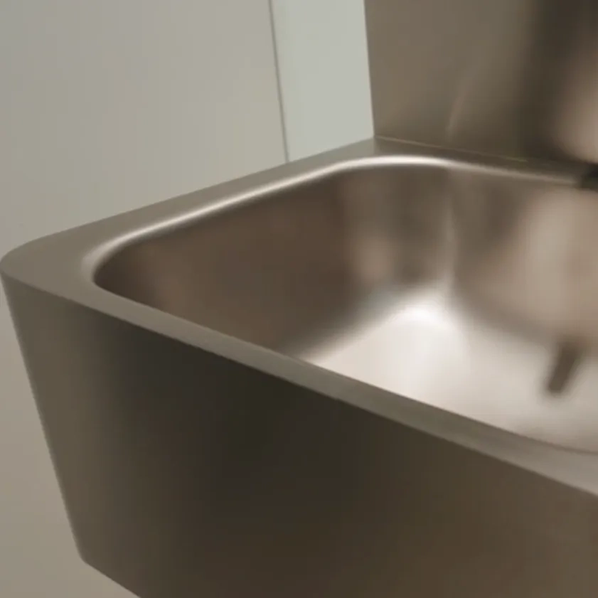 Stainless steel healthcare washbasin