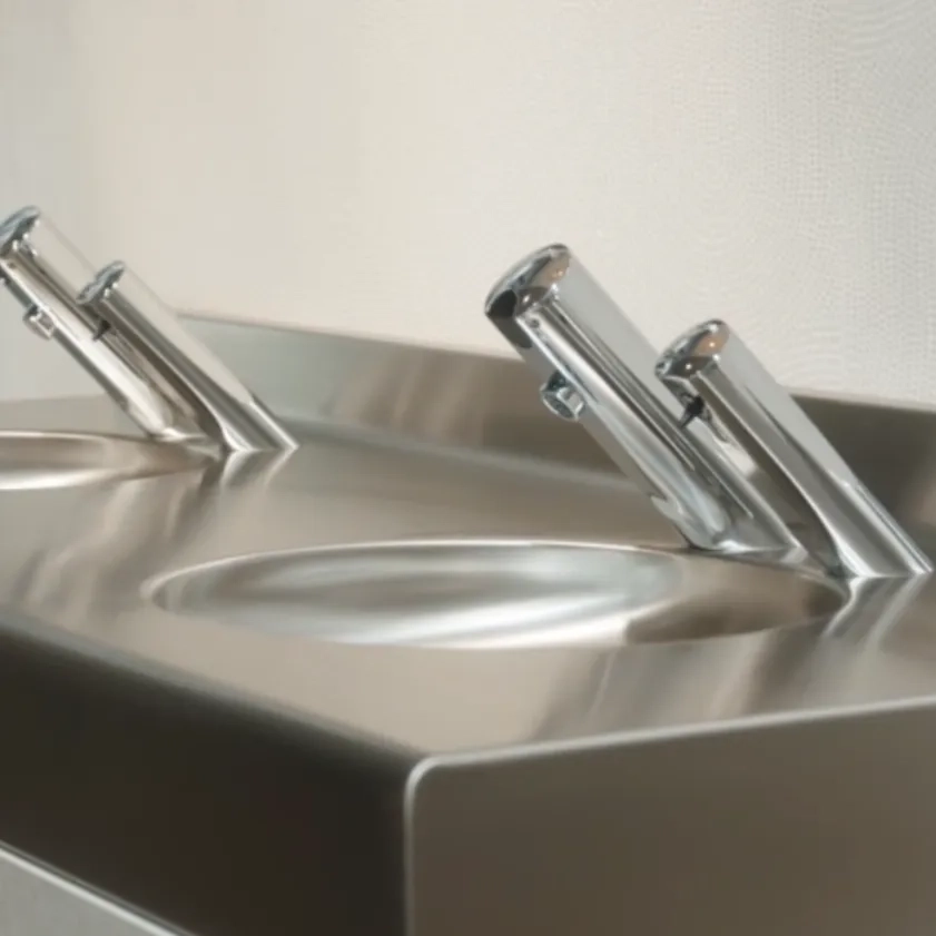 DUPLO wall-mounted stainless steel multiple washbasin