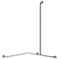 5481DP2-Angled shower grab bar with vertical bar, bright stainless steel