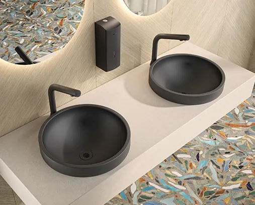 Black RAVA countertop washbasin, with a sophisticated, lasting design